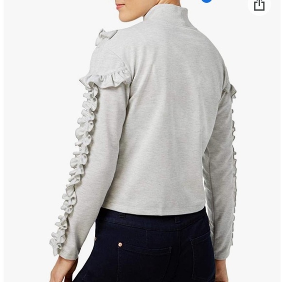 Buffalo David Bitton NWT Ripley Gray Ruffled Mock-Neck Top Size XS - Picture 3 of 13